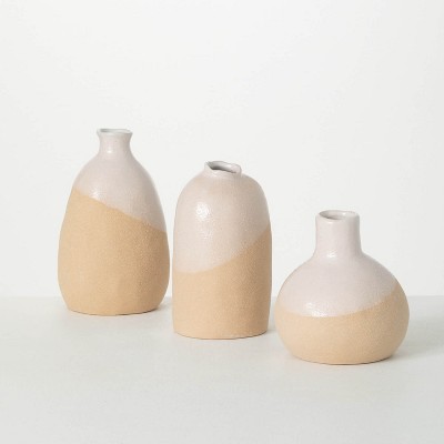 Sullivans Hand-Thrown Pottery Vase Set of 3, 8.5"H, 7.5"H & 6.5"H Off-White