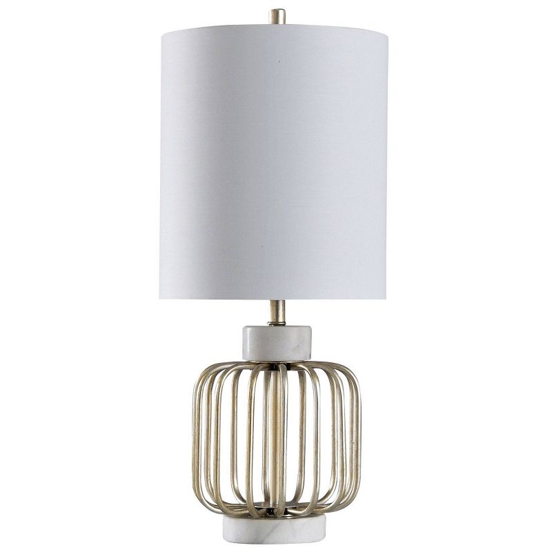 Westray Open Cage Table Lamp with Marble Base Cylinder Shade Brass - StyleCraft, 1 of 5