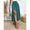 Side Slit Plisse Maxi Skirt Hight Waist Shirred Skirts Summer Beach Skirts Casual Tiered Skirts Flowy Skirts - 3 of 4
