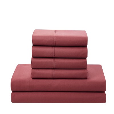 Twin Burgundy Reversible Microfiber Bed in a Bag Set