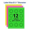 Avery Neon Address Labels with Sure Feed for Laser Printers, 2-1/4", Assorted Colors, 180 Burst Labels (5995) - 4 of 4