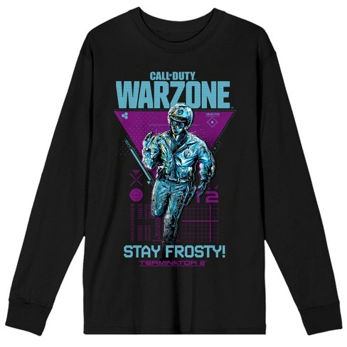 Call Of Duty Warzone X Terminator 2 Stay Frosty Men’s Black Long Sleeve Tee - image 1 of 3