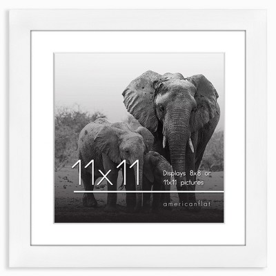 Americanflat 11x11 Picture Frame with Shatter-Resistant Glass - Use as 8x8 Frame with Mat or 11x11 Frame Without Mat - Signature Collection - White