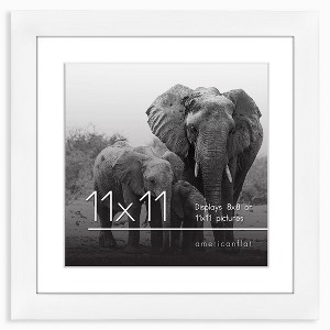 Americanflat 11x11 Picture Frame with Shatter-Resistant Glass - Use as 8x8 Frame with Mat or 11x11 Frame Without Mat - Signature Collection - White - 1 of 4