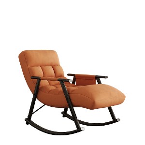 Lyngins Folding Nursery Rocking Chair,Glider Rocking Chair with Adjustable Backrest and Footrest,Accent Chair for Bedroom,Living Room - 1 of 3