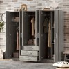 6 Doors Wooden Wardrobe Storage with Big Drawers for Bedroom 4W -ModernLuxe - 2 of 4