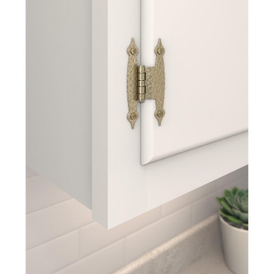 Golden Champagne Hammered Offset Cabinet Hinge, 3/8 inch