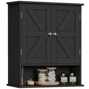 USIKEY Bathroom Wall Cabinet, Bathroom Cabinet with Barn Doors & Adjustable Shelf, Medicine Cabinet for Bathroom - 1 of 4