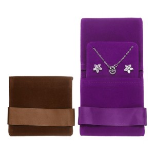 Unique Bargains Velvet Storage Ring Necklace Jewelry Pouches with Insert Pad 3.5" x 3.3" 2 Pcs - 1 of 4