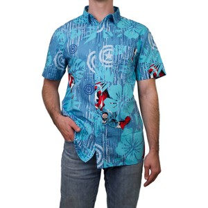 Men's Marvel Captain America Hawaiian Print Button Down Shirt - 1 of 3