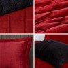 Sapphtopaz 4-Piece Full/Queen Sheet Set, Plush Alternative Comforter Set, Sheets Queen Size Bed Set, Bedding with Decorative Pillow -Red & Black - 3 of 4