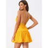 Allegra K Women's Beach Casual V-Neck Backless Spaghetti Strap Mini Summer Sundresses - 4 of 4