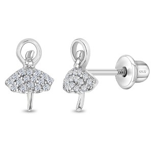 Girls' Twirling Ballerina Screw Back Sterling Silver Earrings - In Season Jewelry - 1 of 4