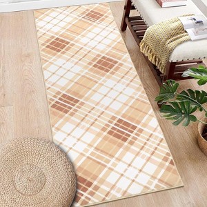 Washable Rug, Soft Low Pile Plaid Area Carpet, Non Slip Accent Throw Rug for Living Room Bedroom Dining Room Playroom Farmhouse - 1 of 4