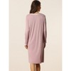 cheibear Women's Button Down V Neck Long Sleeve Pajama Nightshirt Dress - 3 of 4