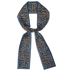 Allegra K Women's Leopard Ribbon Long Narrow Skinny Scarf Hairband Waistband Belt Bag Handle Accessory - 1 of 4