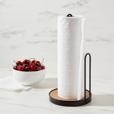 Iron and Mangowood Wire Paper Towel Holder Black - Threshold&#8482;