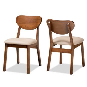 2pc Damara Fabric Upholstered and Wood Dining Chair Set - Baxton Studio