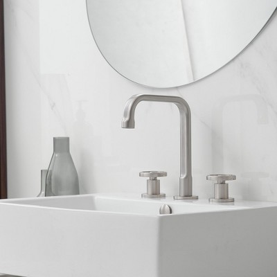 Brushed Nickel 8-inch Widespread Double Handle High-Arc Bathroom Faucet