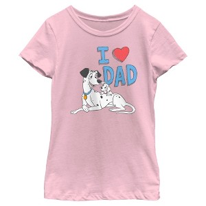 Girl's One Hundred and One Dalmatians Pongo and Lucky I Love Dad T-Shirt - 1 of 4