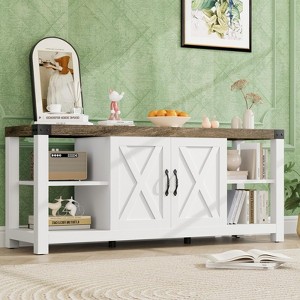 TV Stand for 65 Inch TV, 60 Inch Entertainment Center with Storage, Farmhouse TV Console Table with Shelves,Doors - 1 of 4
