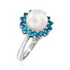 Ross-Simons 8-8.5mm Cultured Pearl and .60 ct. t.w. London Blue Topaz Ring in Sterling Silver - 3 of 4