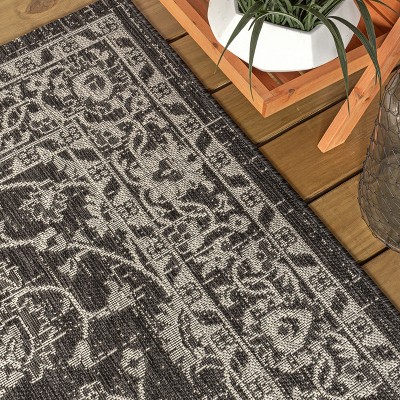 Palazzo Vine Black/Gray 5' Square Synthetic Indoor/Outdoor Rug
