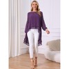 Seta T Women's Lantern Long Sleeve Round Neck High Low Irregular Hem Casual Blouse - 4 of 4