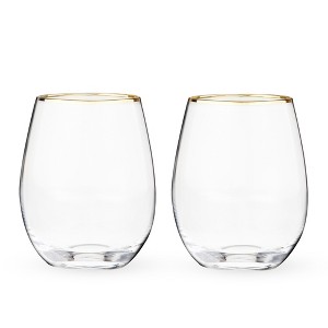 Twine Gilded Wine Glasses, Gold Rimmed, Set of 2 - 1 of 4