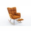 Vynxaria Caramel Teddy Fabric Rocking Chair With Adjustable Footrest - 4 of 4