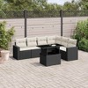 vidaXL 7 Piece Patio Sofa Set with Cushions Black and Cream Poly Rattan - Without Storage - 2 of 4