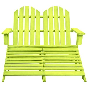 vidaXL Garden Chair White Fir Wood 2-seater Ergonomic Adirondack Chair - Green - 1 of 4
