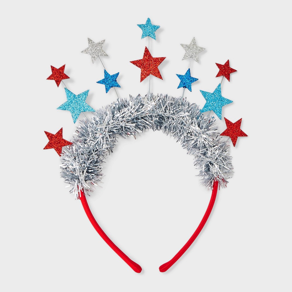 Photos - Hair Styling Product Americana Star and Tinsel Headband - Red/Silver/Blue