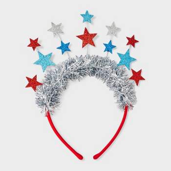 Americana Star and Tinsel Headband - Red/Silver/Blue
