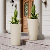 BENCMATE Planters Large Round 2PCS Indoor Planter Pot, Simple Design Outdoor Garden Plastic Plant Flower Pot Cone Striped, Beige, 13 - 4 of 4
