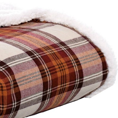 Cozy Cabin 50"x60" Red Plaid Sherpa Fleece Reversible Throw