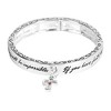 Dicksons Faith The Size of a Mustard Seed Cross Charm Engraved Verse Women's One Size Silver Plated Stainless Steel Everyday Four-Tile Stretch - 3 of 4