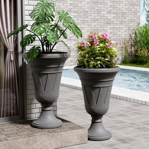 SEVOBAL 15.7" Planters Flower Pot 2-Pack Flower Pots with Award-Winning Design Indoor Outdoor Plants Green Plant Patio, Gray, 15.76"*15.76"*23.64" - 1 of 4