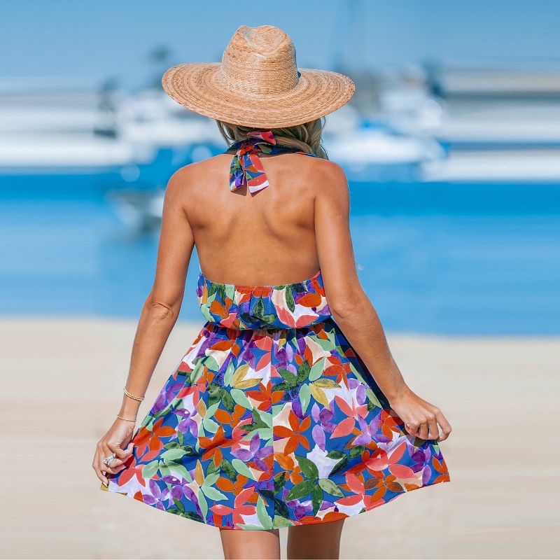 Women's Halter Neck Tropical Mini Dress - Cupshe, 4 of 6