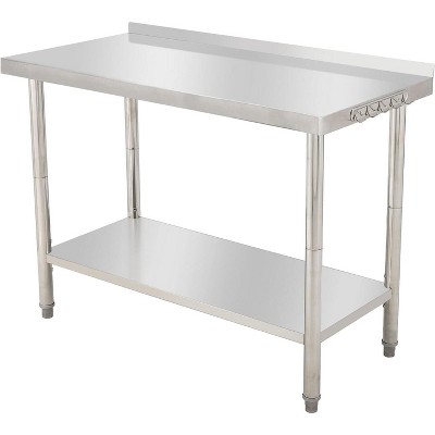 48"x24" Stainless Steel Prep Table w/ Undershelf & Wheels - Heavy-Duty Commercial Worktable for Kitchens