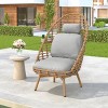Outdoor Wicker 360° Swivel Lounge Chair with Cushion,PE Rattan Woven High Back Patio Lounge Egg Chair,Outdoor Wicker Garden Egg Chair-Coolbibila - 2 of 4