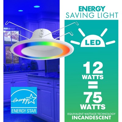 White Smart Wi-Fi LED Recessed Downlight with RGB Color