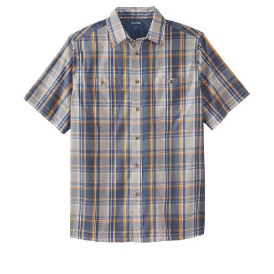 KingSize Short-Sleeve Plaid Sport Shirt