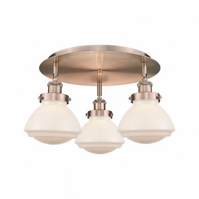 Olean - 3 Light Flush Mount In Art Deco Style-8 Inches Tall and 18.25 Inches Wide