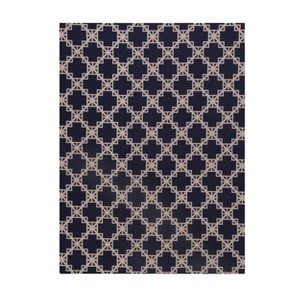 36"x48" Aberdeen 1/2" Rug'D Chair Floor Mat Navy Blue/Tan - Anji Mountain: Indoor Polyester Diamond Pattern Rectangle - 1 of 4