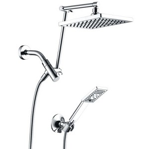 BRIGHT SHOWERS Dual Shower Head Combo with Extension Arm, 8“ Rainfall Shower Head with Handheld Shower head - 1 of 4