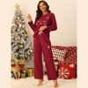 cheibear Women's Lounge Cute Cat Long Sleeve Tops with Pants Pajama Set - 2 of 4