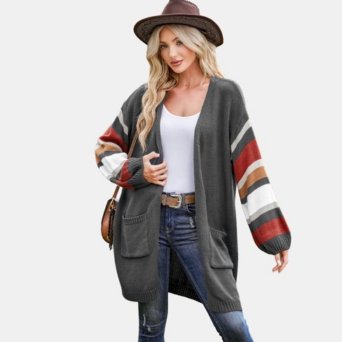 Open Front Cardigan With Pockets