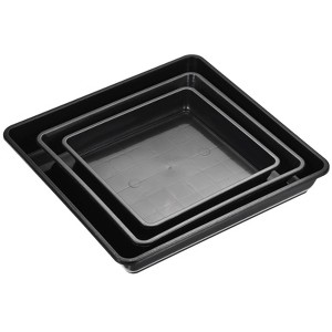 Unique Bargains Indoor Outdoor Plastic Square Flower Drip Tray Plant Pot Saucers 12 in1 Set - 1 of 4