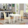 Square Kitchen Table Set with Chairs - 36 Inch Dining Table & 2 Parsons Chairs - Linen White Finish - 2 of 4